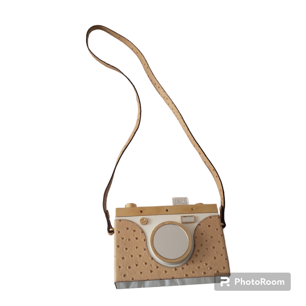 Charlotte olympia nostalgia camera clutch bag novelty Ostrich print effect